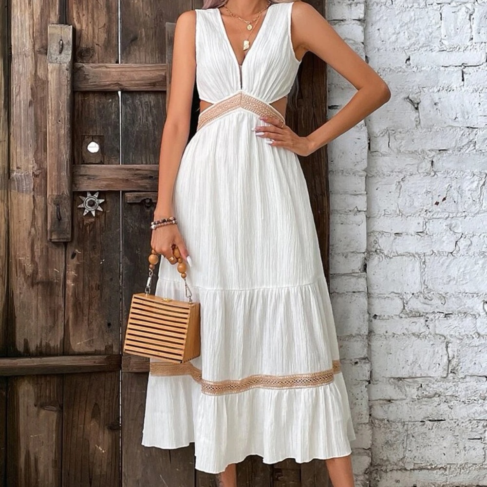 White summer dress with back cutout